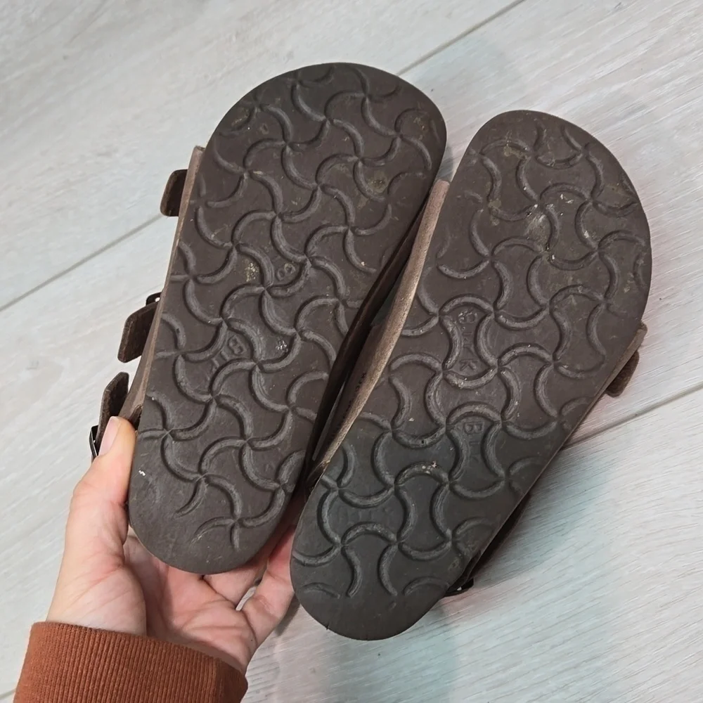 Birkenstock Milano Kids Ankle Sandals Outdoor Leather Flats shoes sz L12